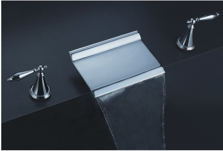 contemporary brass waterfall bathroom sink faucet wall mount