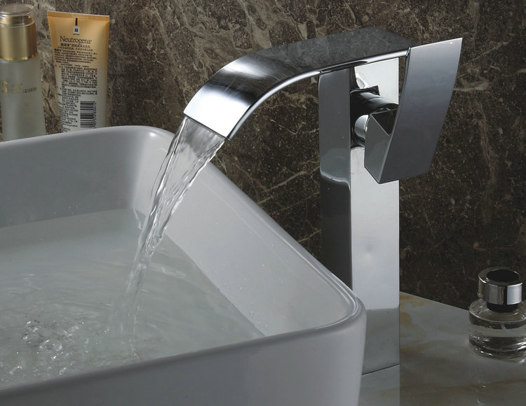 contemporary waterfall bathroom sink faucet chrome finish
