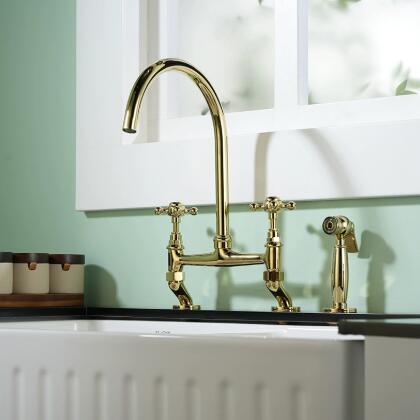 All Copper Retro Bridge Style Kitchen Hot And Cold Faucets, Dual Hole Rotatable Sink, Water Hose With Spray Gun FP0418 All Copper Retro Bridge Style Kitchen Hot And Cold Faucets, Dual Hole Rotatable Sink, Water Hose With Spray Gun FP0418