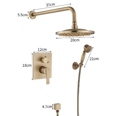 Antique Brass Rain Shower Systems Shower Faucets Sets Complete with 8 Inches Rain Shower Head and Handheld FSA0680