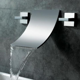 Waterfall Widespread Contemporary Bathroom Sink Faucet (Chrome Finish) T6014A